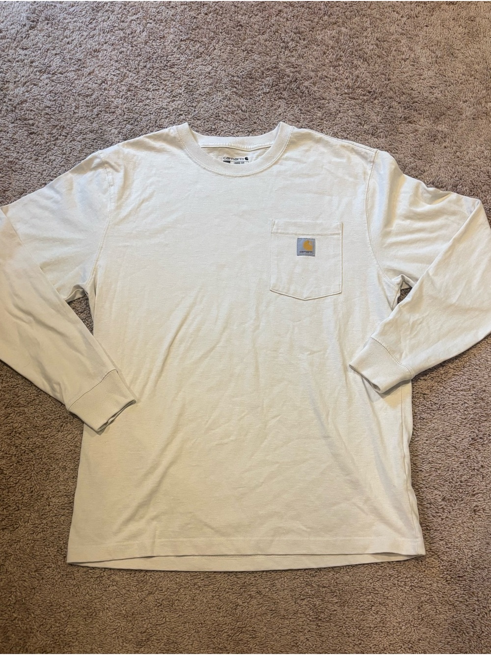Carhartt Cream Long-Sleeve Pocket Tee